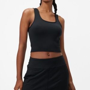 NWT Outdoor Voices All Day Crop Top 3X Black Scoop Neck Casual Lounge Modern